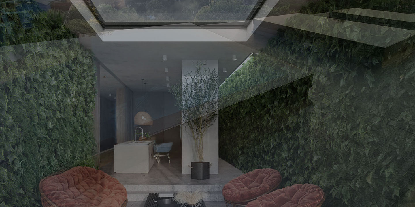 Daylight entering through a flat roof window